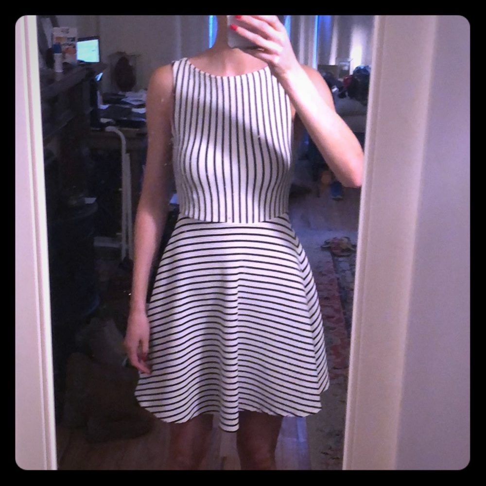 Navy and white dress